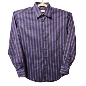 Versace‎ Collection Men's Purple Black Stripe Business Fit Dress Shirt 16.5 42